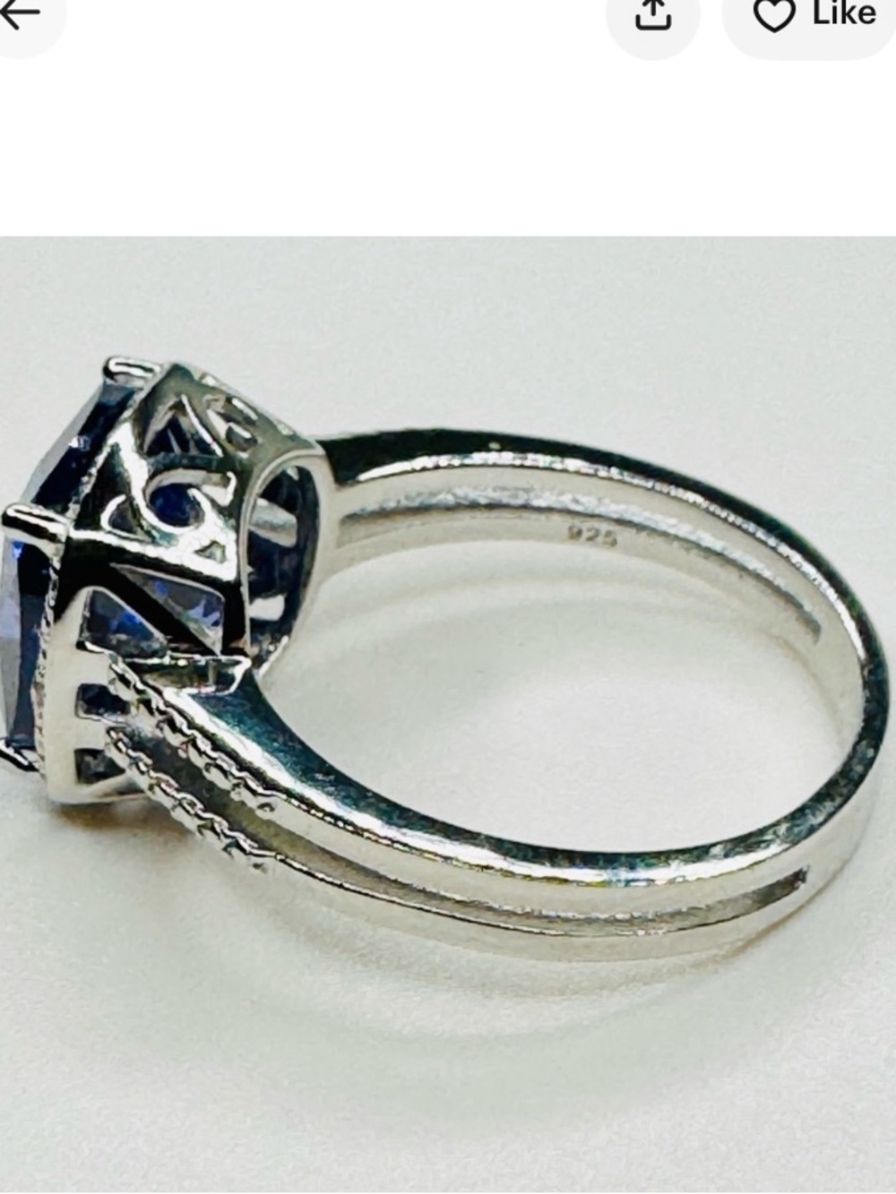 Ring TANZANITE 5 Carat gemstone set in 925 sterling silver size 8 - Picture 6 of 7